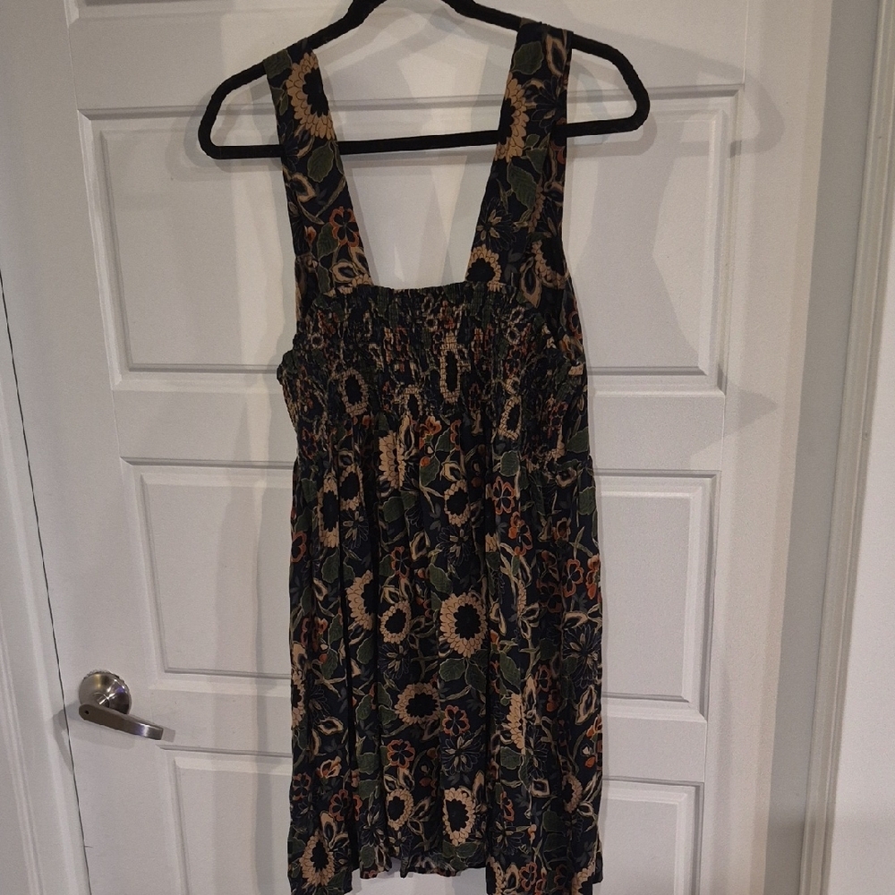NATURAL LIFE Navy Floral Print Dress with Green & Tan Accents - Picture 5 of 8